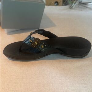 Vionic Black Sandals with Gold Accents